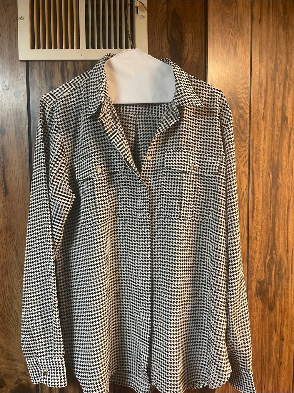 Ralph Lauren Black and White Houndstooth Button-Down Shirt